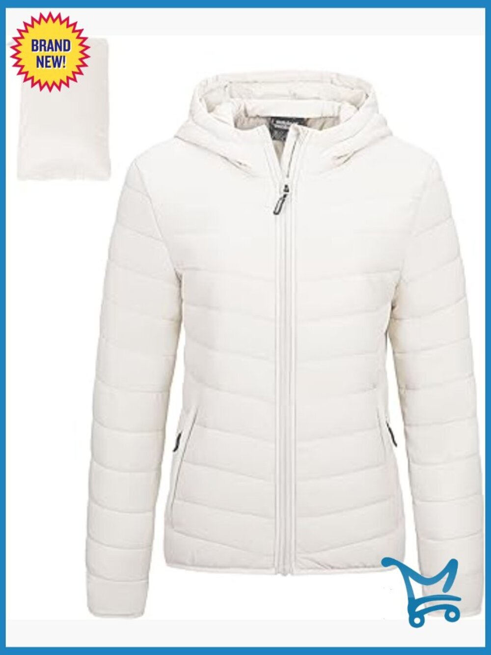 Packable Full-Zip Puffer Hooded Jacket Winter Coat Women's